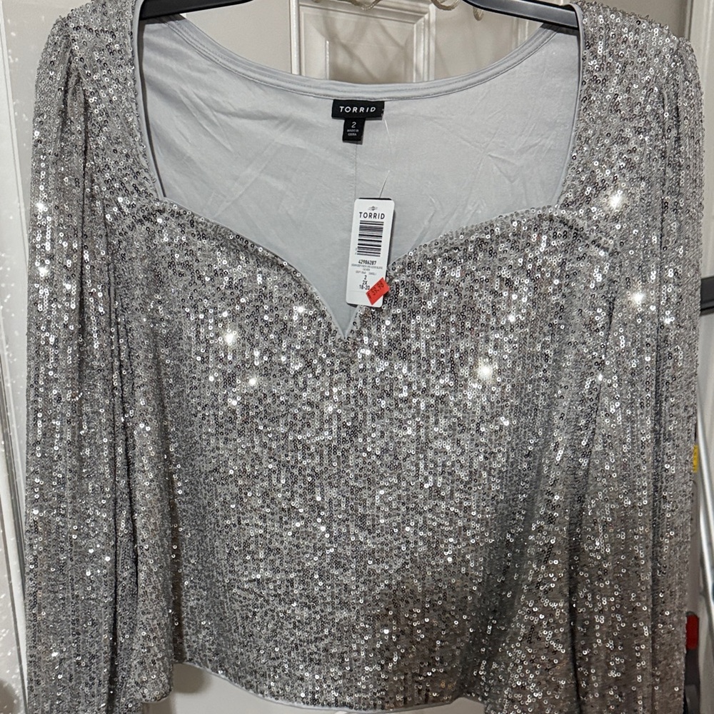 Silver Sequin Women's Top - Picture 4 of 4